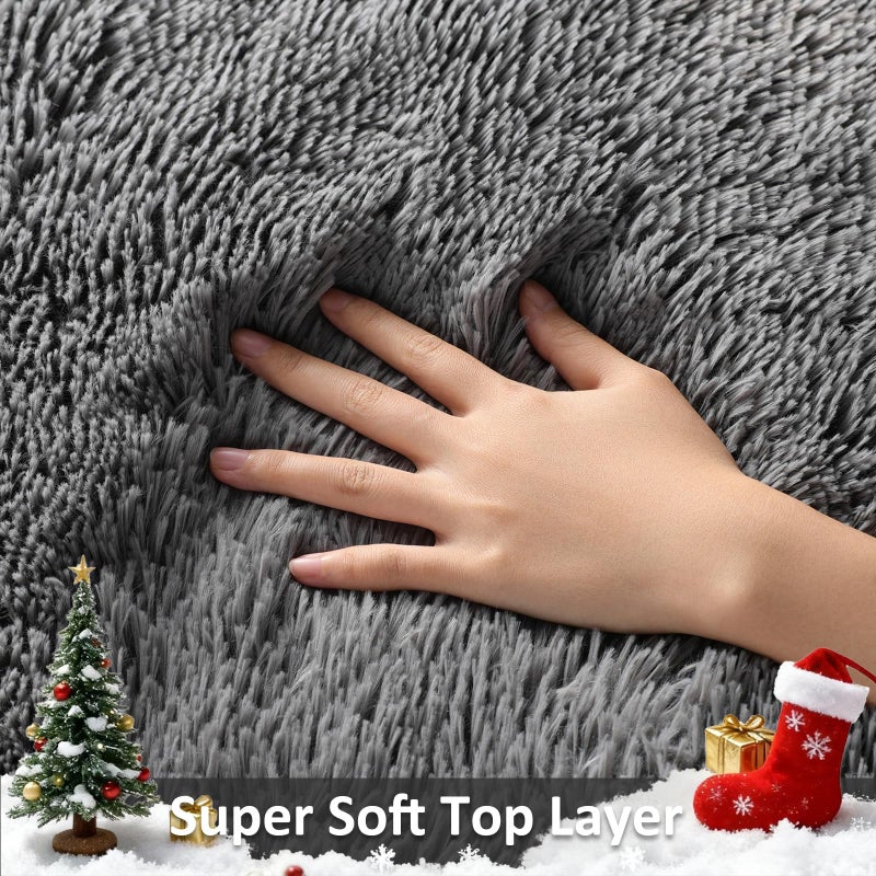 Ophanie Area Rugs for Living Room Bedroom, Upgrade Non-Slip Fluffy Soft Grey Shag Carpet, Indoor Floor Gray 4x6 Fuzzy Shaggy Living Room Plush Rug for Kids Home Dorm Decor Aesthetic - Image 2